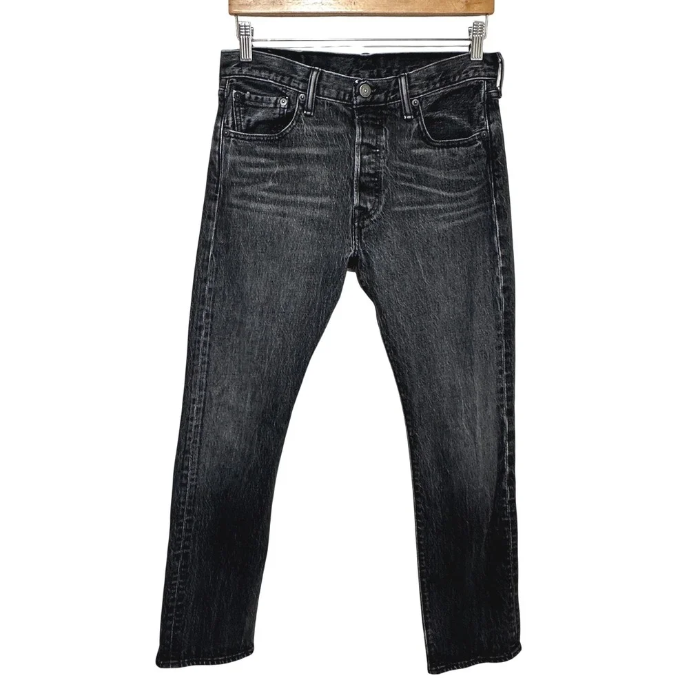 Levi's 501 Original Fit Jeans Men 30x30 (Fits 30x29) Black Denim Button Grunge